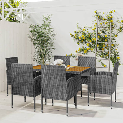Set da Pranzo per Esterni 7 pz in Polyrattan Grigio | homemem39