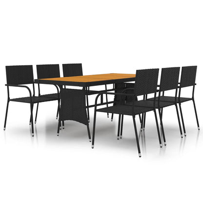 Set da Pranzo per Esterni 7 pz in Polyrattan Nero | homemem39