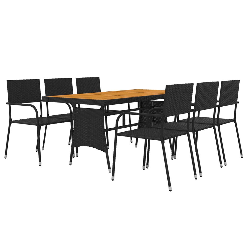 Set da Pranzo per Esterni 7 pz in Polyrattan Nero | homemem39
