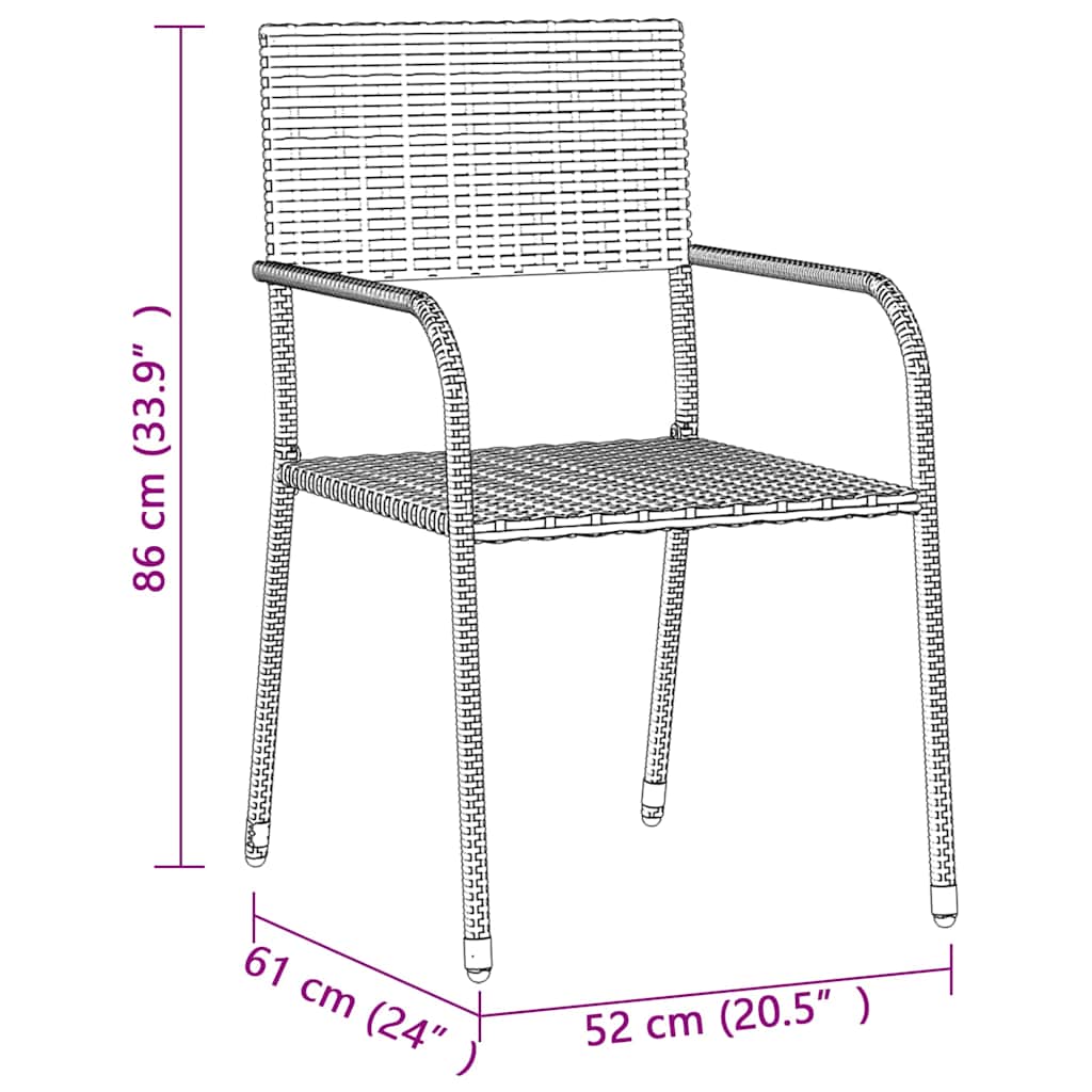 Set da Pranzo per Esterni 7 pz in Polyrattan Nero | homemem39