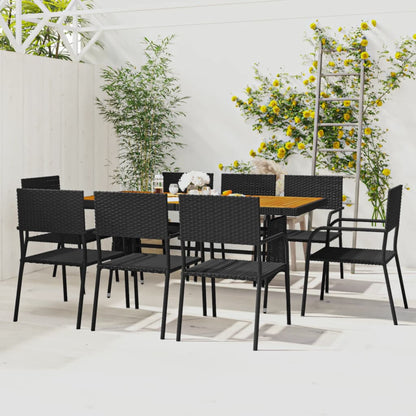 Set da Pranzo per Esterni 9 pz in Polyrattan Nero | homemem39