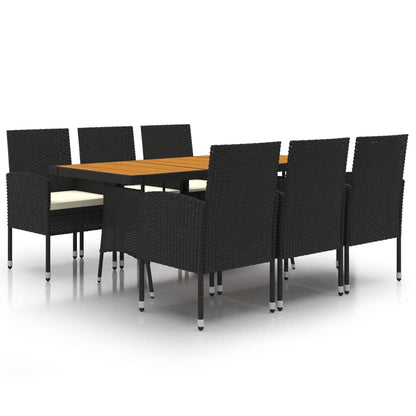 Set da Pranzo per Esterni 7 pz in Polyrattan Nero | homemem39
