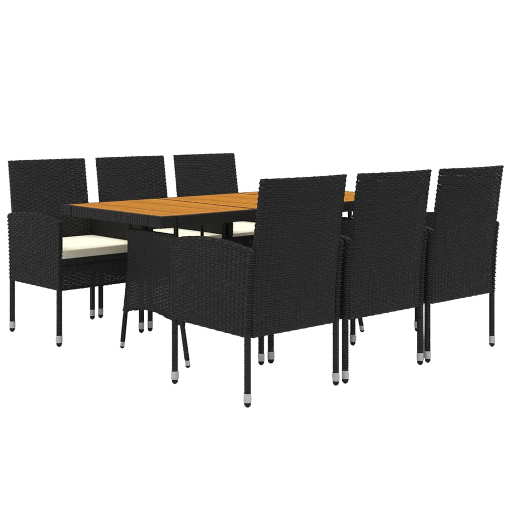 Set da Pranzo per Esterni 7 pz in Polyrattan Nero | homemem39