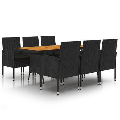 Set da Pranzo per Esterni 7 pz in Polyrattan Nero | homemem39