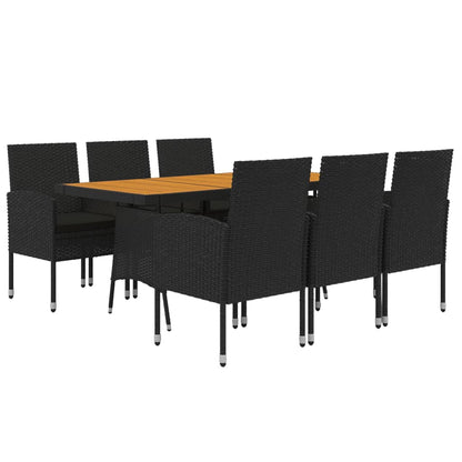 Set da Pranzo per Esterni 7 pz in Polyrattan Nero | homemem39