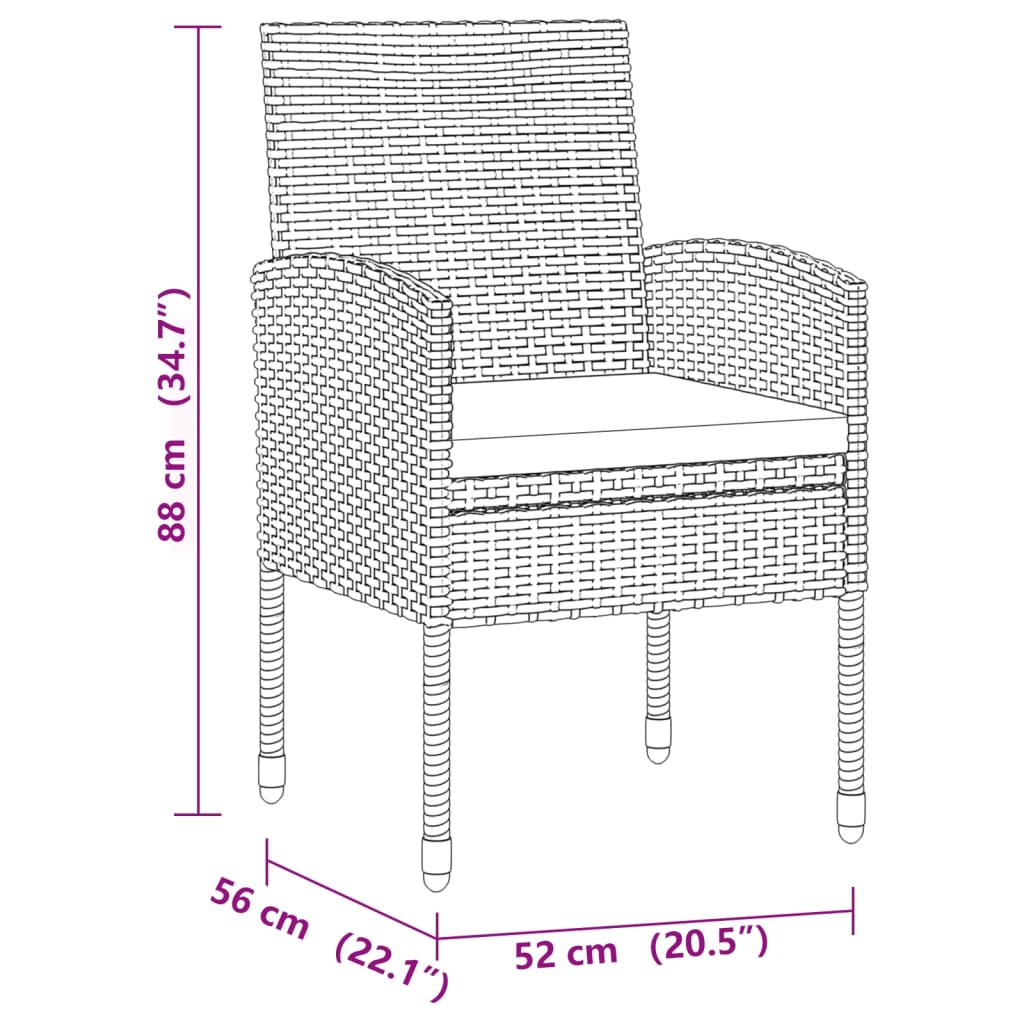 Set da Pranzo per Esterni 7 pz in Polyrattan Nero | homemem39