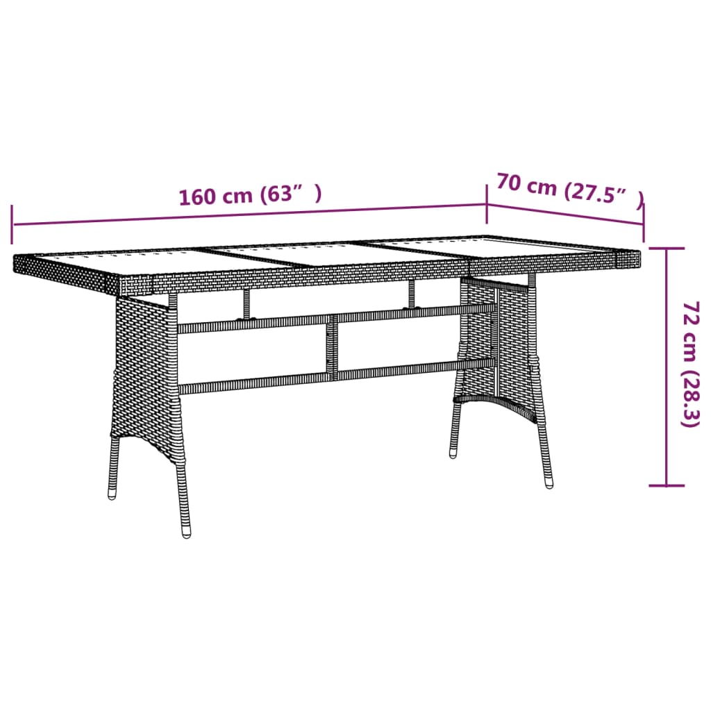Set da Pranzo per Esterni 7 pz in Polyrattan Nero | homemem39