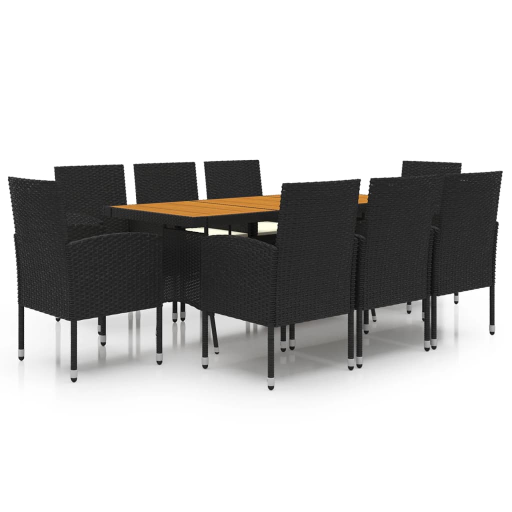 Set da Pranzo per Esterni 9 pz in Polyrattan Nero | homemem39