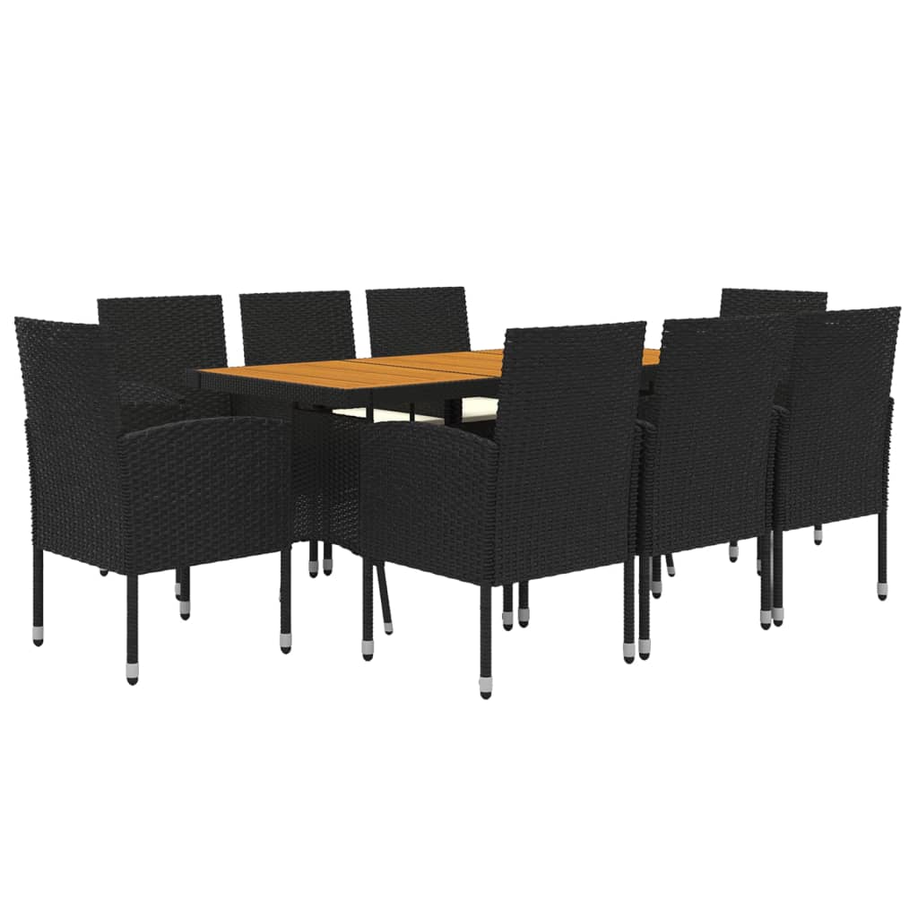 Set da Pranzo per Esterni 9 pz in Polyrattan Nero | homemem39