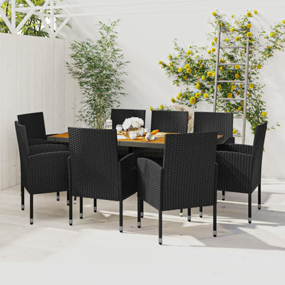 Set da Pranzo per Esterni 9 pz in Polyrattan Nero | homemem39