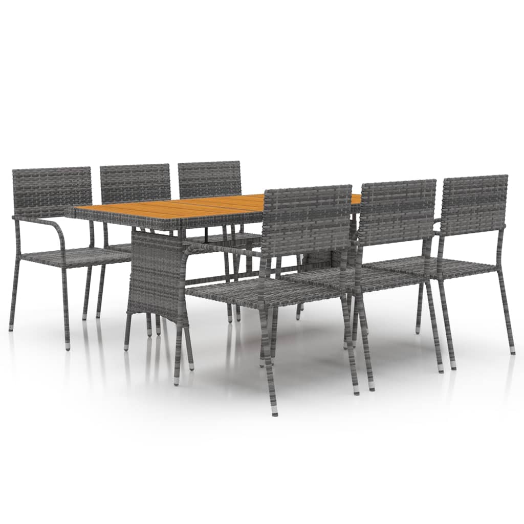 Set da Pranzo per Esterni 7 pz in Polyrattan Grigio | homemem39