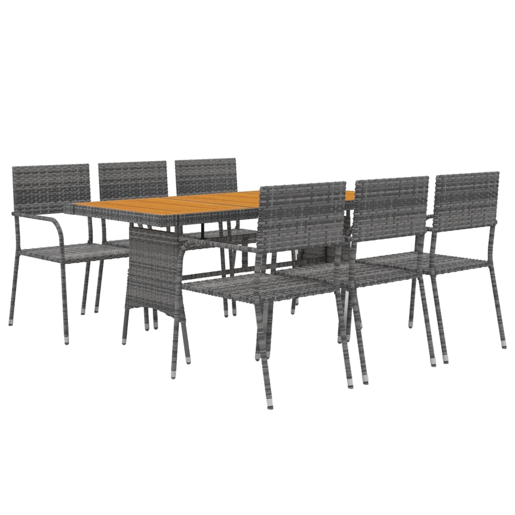 Set da Pranzo per Esterni 7 pz in Polyrattan Grigio | homemem39