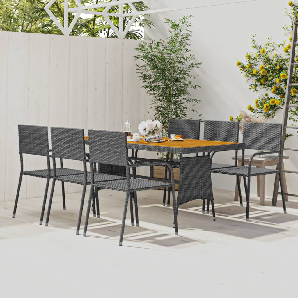 Set da Pranzo per Esterni 7 pz in Polyrattan Grigio | homemem39