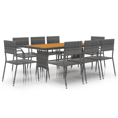 Set da Pranzo per Esterni 9 pz in Polyrattan Grigio - homemem39