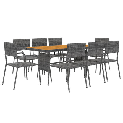 Set da Pranzo per Esterni 9 pz in Polyrattan Grigio | homemem39