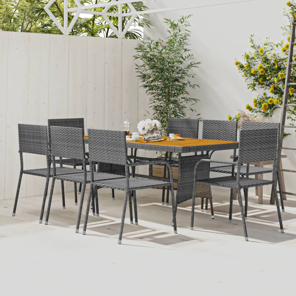 Set da Pranzo per Esterni 9 pz in Polyrattan Grigio | homemem39
