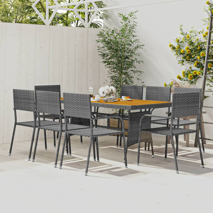 Set da Pranzo per Esterni 9 pz in Polyrattan Grigio - homemem39
