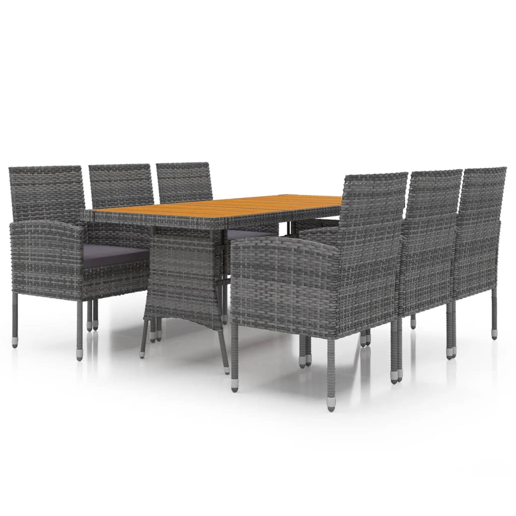 Set da Pranzo per Esterni 7 pz in Polyrattan Grigio | homemem39