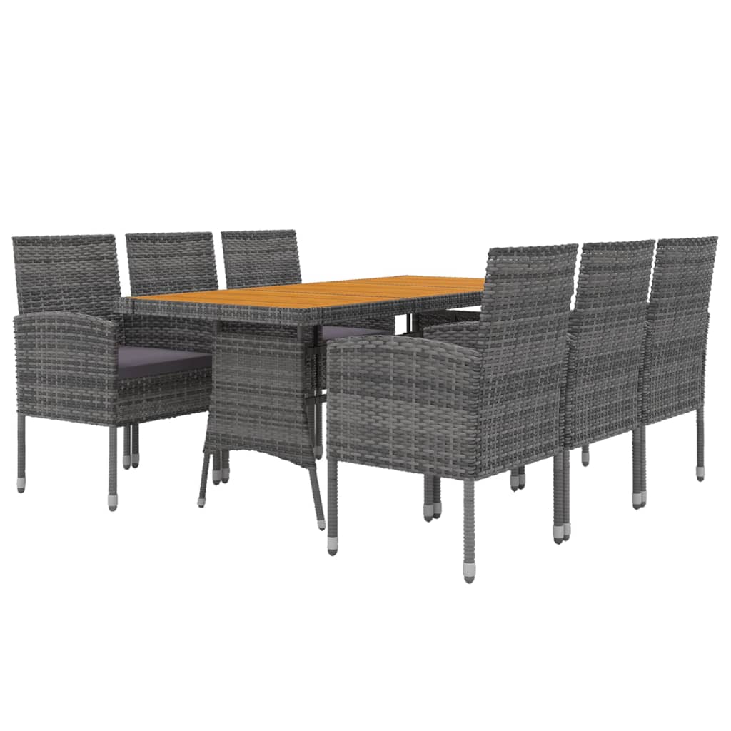 Set da Pranzo per Esterni 7 pz in Polyrattan Grigio | homemem39