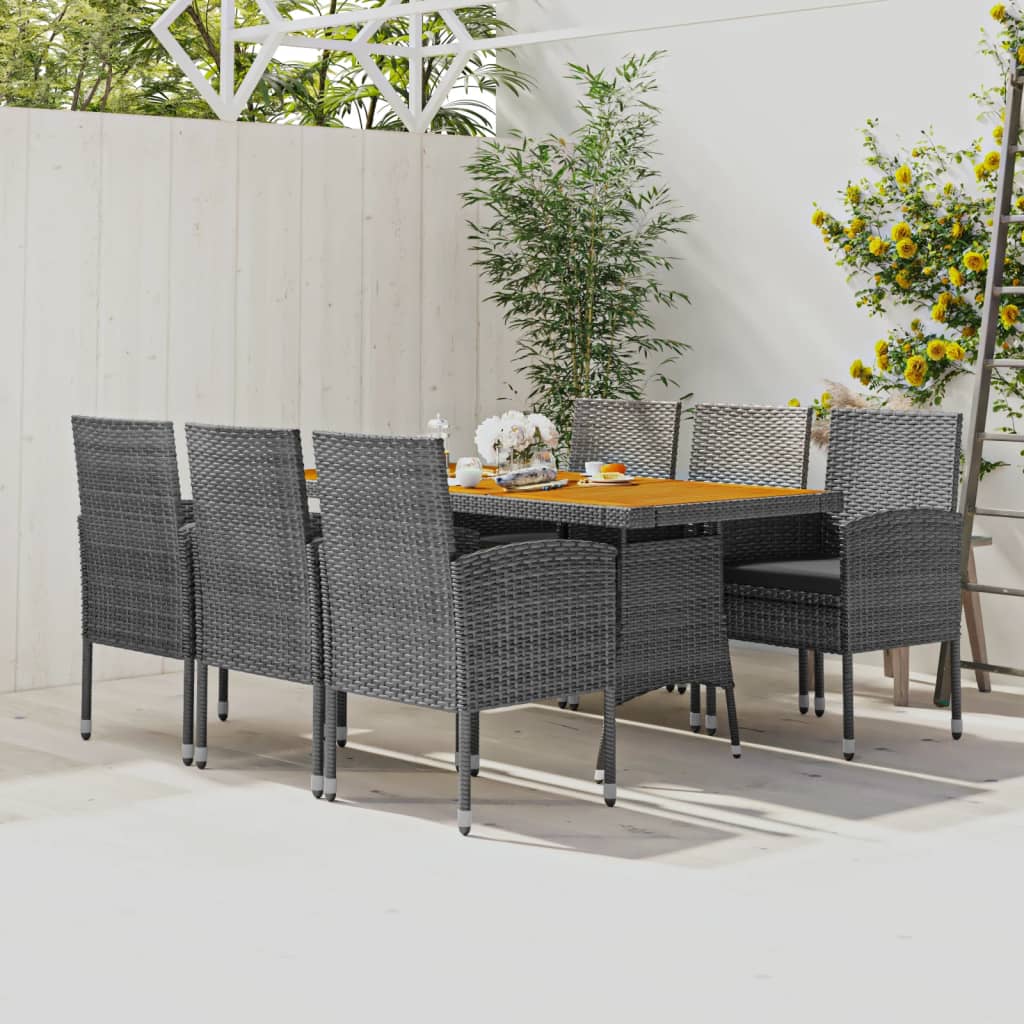 Set da Pranzo per Esterni 7 pz in Polyrattan Grigio | homemem39