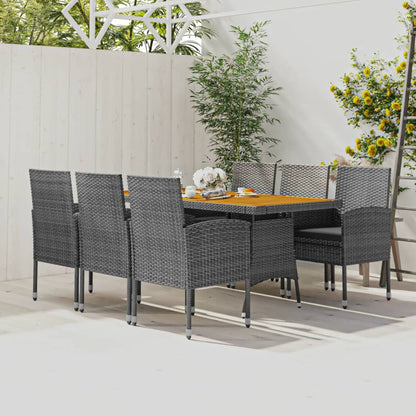 Set da Pranzo per Esterni 7 pz in Polyrattan Grigio | homemem39