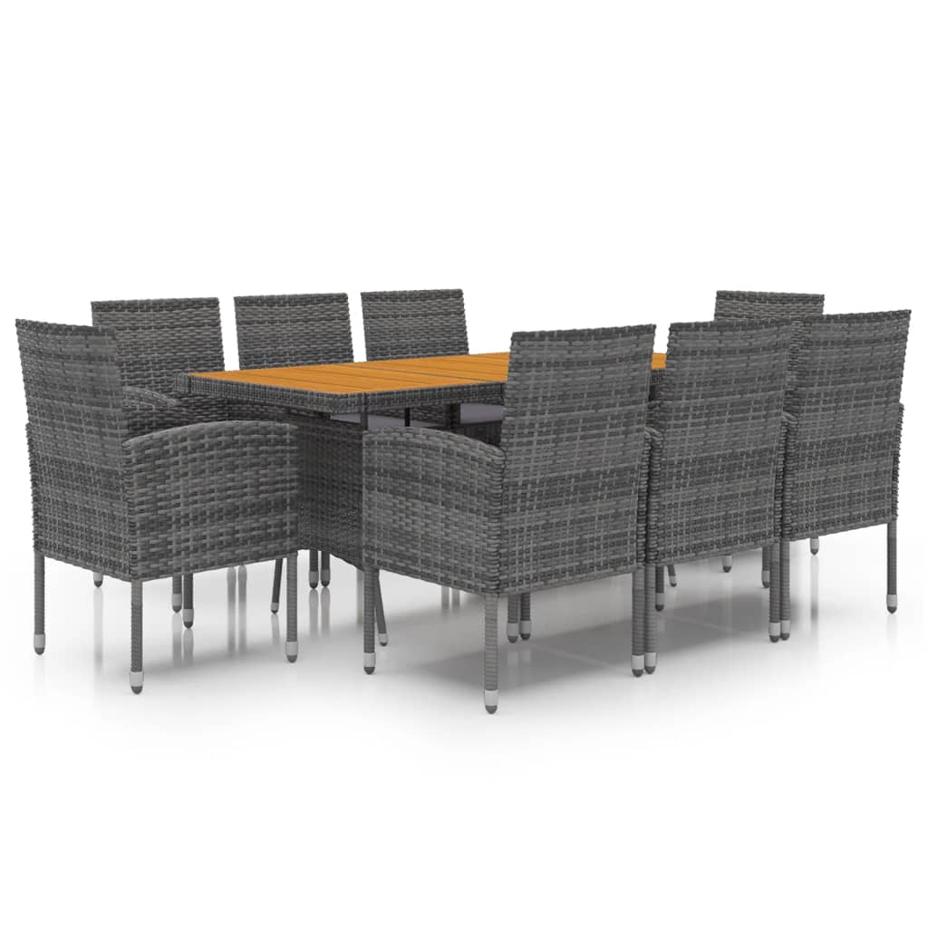 Set da Pranzo per Esterni 9 pz in Polyrattan Grigio | homemem39