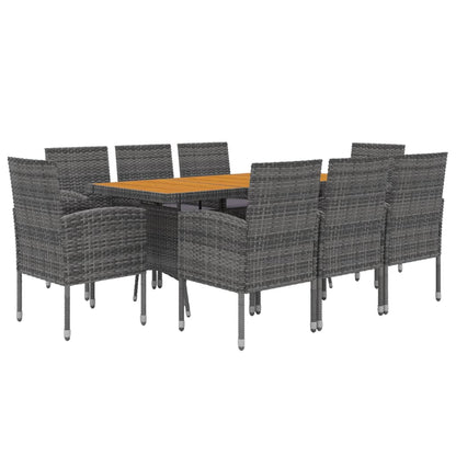 Set da Pranzo per Esterni 9 pz in Polyrattan Grigio | homemem39