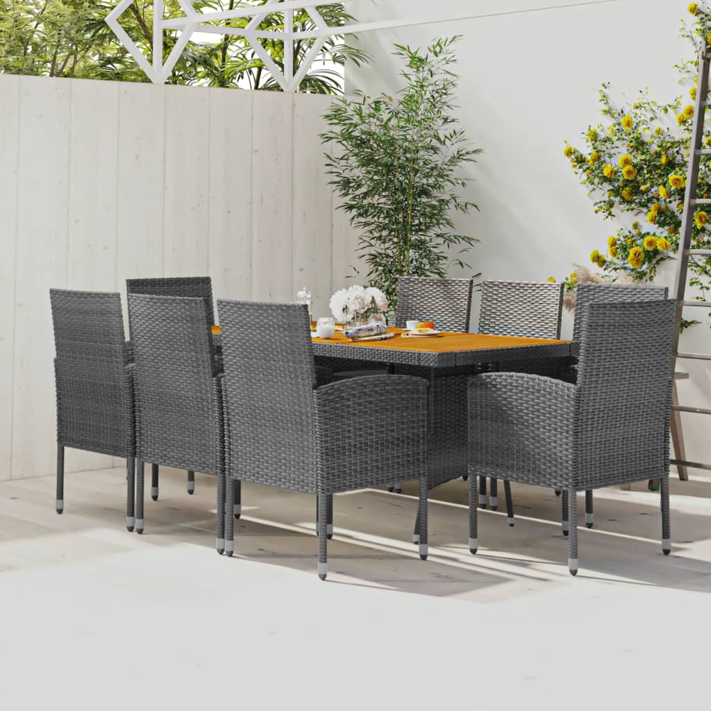 Set da Pranzo per Esterni 9 pz in Polyrattan Grigio | homemem39