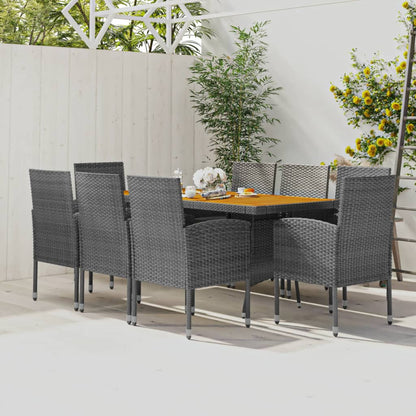 Set da Pranzo per Esterni 9 pz in Polyrattan Grigio | homemem39