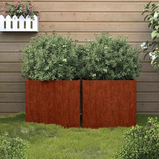 Fioriere 2 pz 49x47x46 cm Acciaio Corten