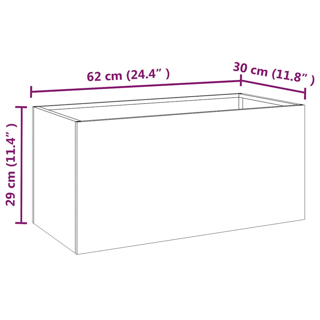 Fioriera 62x30x29 cm Acciaio Corten | homemem39