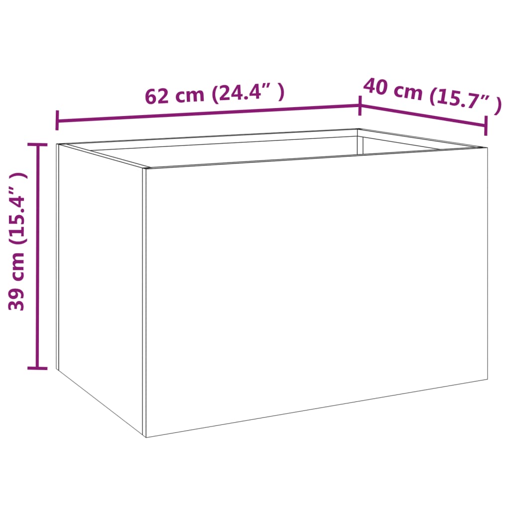 Fioriera 62x40x39 cm Acciaio Corten - homemem39