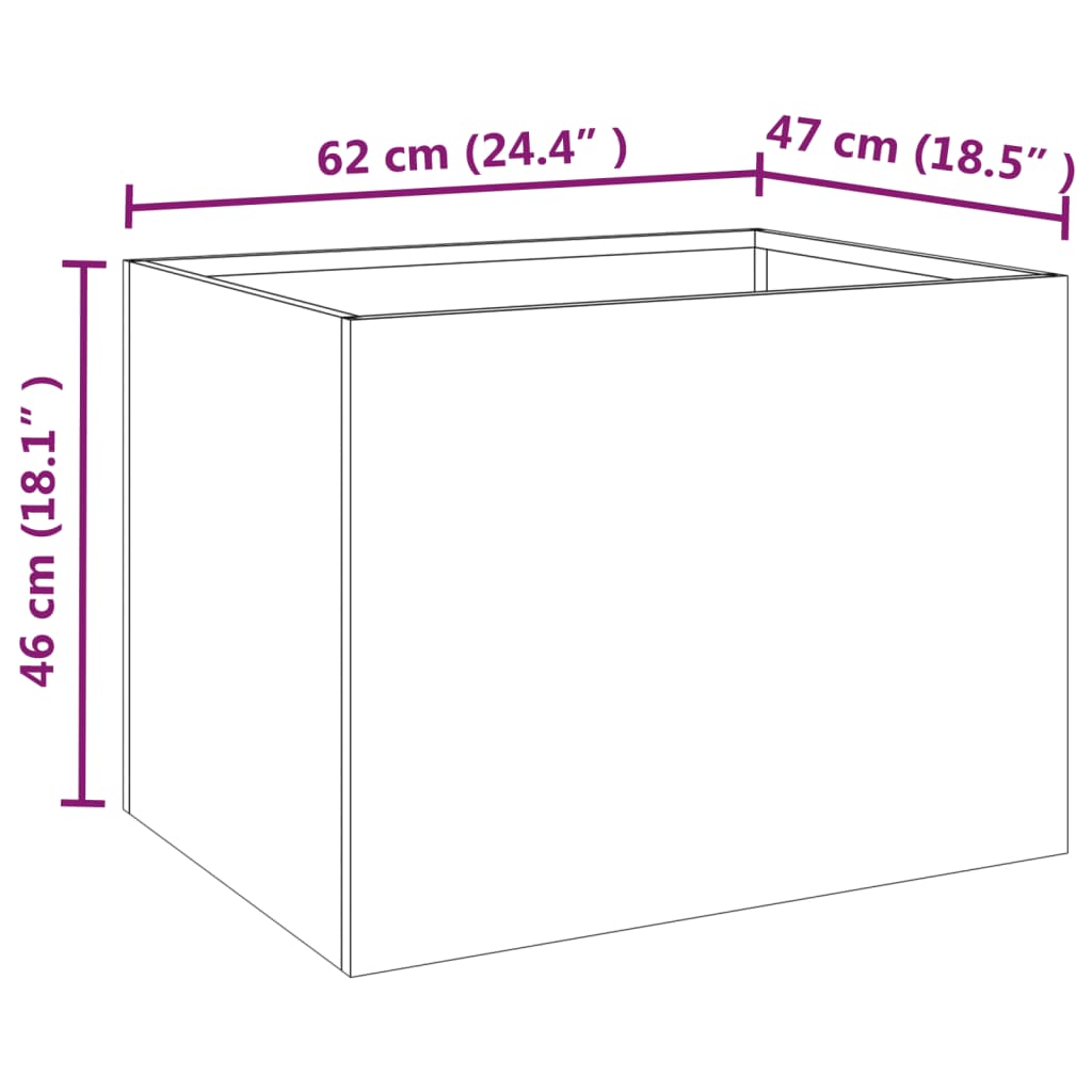 Fioriera 62x47x46 cm Acciaio Corten - homemem39