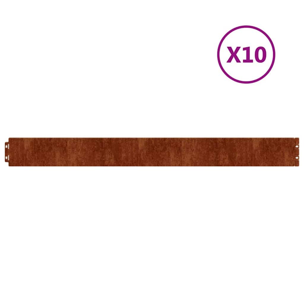 Bordure per Prato 10 pz 10x103 cm Flessibili in Acciaio Corten | homemem39
