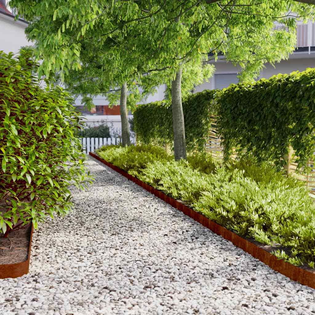 Bordure per Prato 10 pz 10x103 cm Flessibili in Acciaio Corten