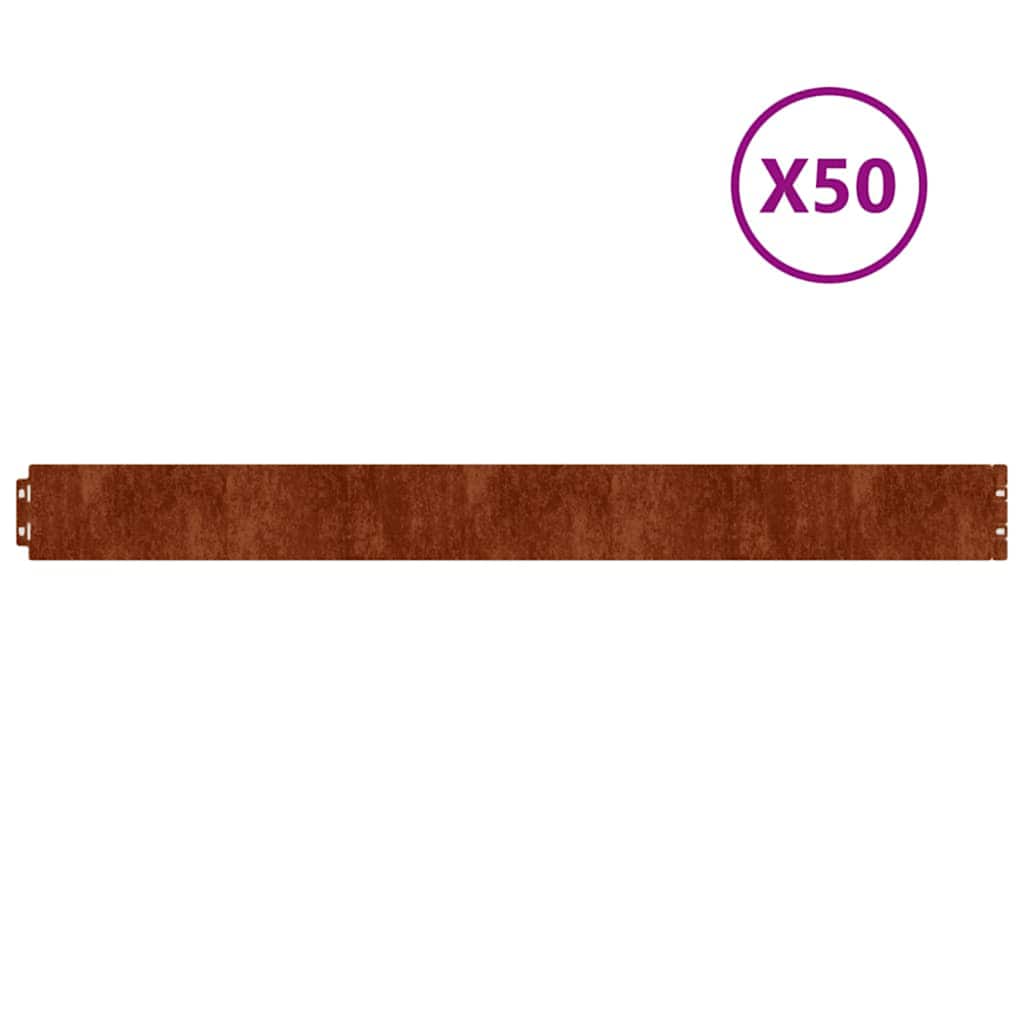 Bordure per Prato 50 pz 10x103 cm Flessibili in Acciaio Corten | homemem39