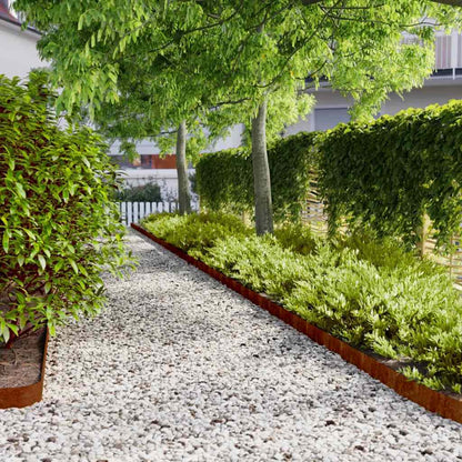 Bordure per Prato 50 pz 10x103 cm Flessibili in Acciaio Corten