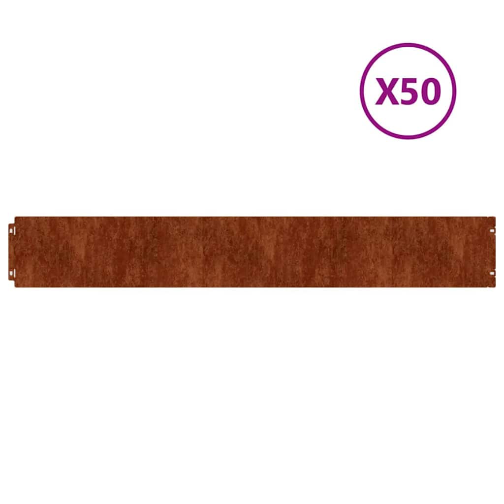 Bordure per Prato 50 pz 15x103 cm Flessibili in Acciaio Corten | homemem39