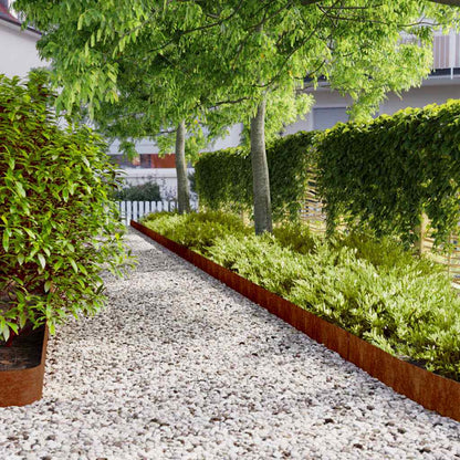 Bordure per Prato 50 pz 15x103 cm Flessibili in Acciaio Corten | homemem39