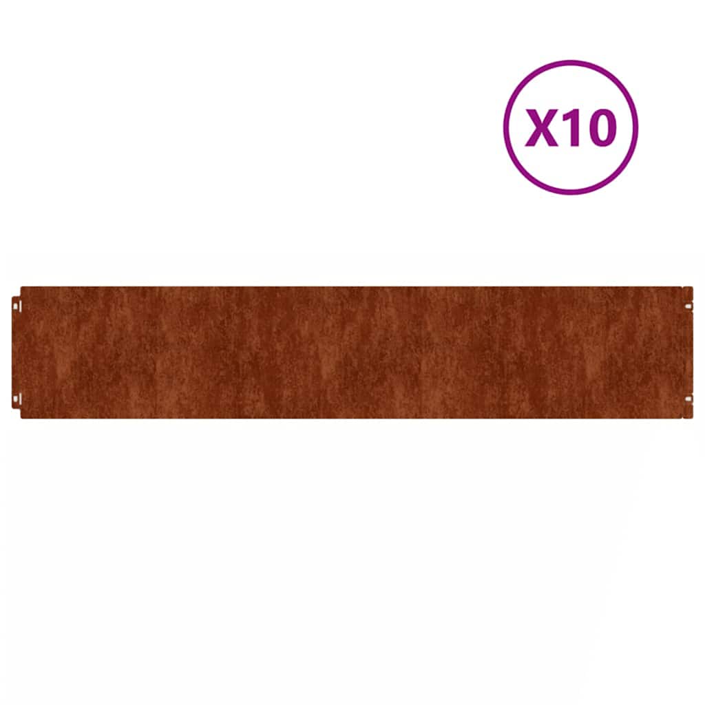 Bordure per Prato 10 pz 20x103 cm Flessibili in Acciaio Corten | homemem39