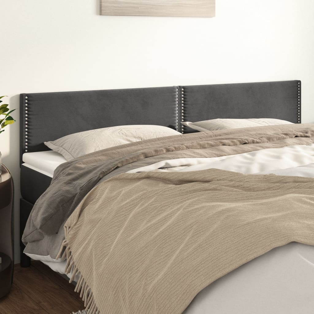 Testiere 2 pz Grigio Scuro 100x5x78/88 cm in Velluto - homemem39