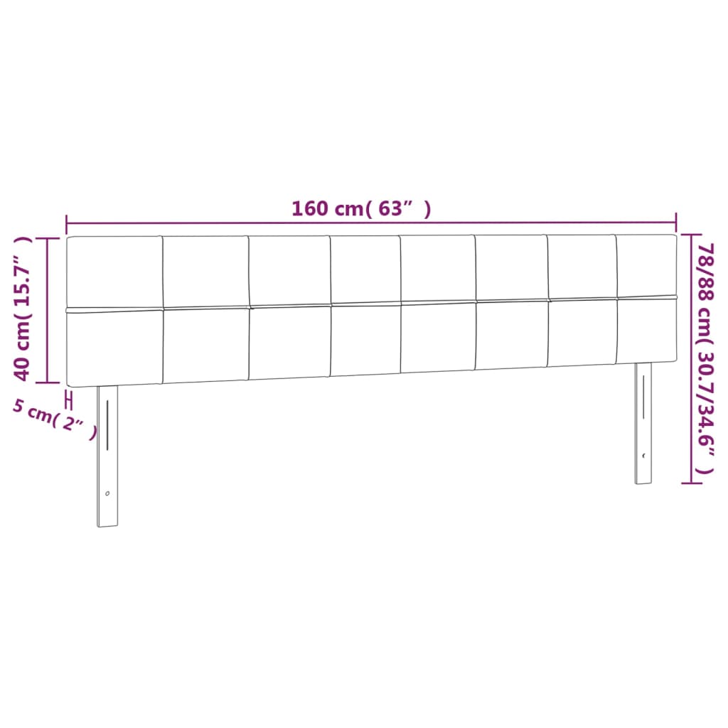 Testiera Tortora 160x5x78/88 cm in Tessuto | homemem39