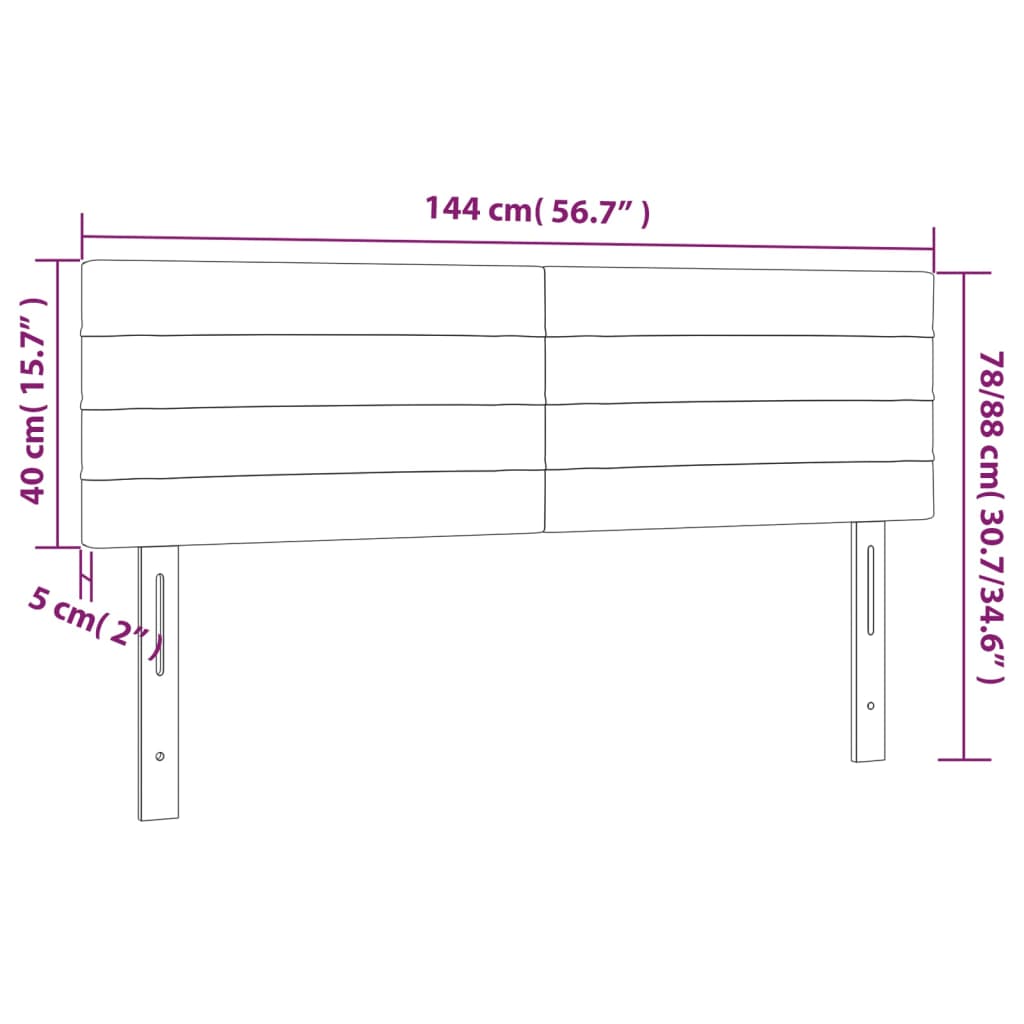 Testiera Nera 144x5x78/88 cm in Tessuto | homemem39