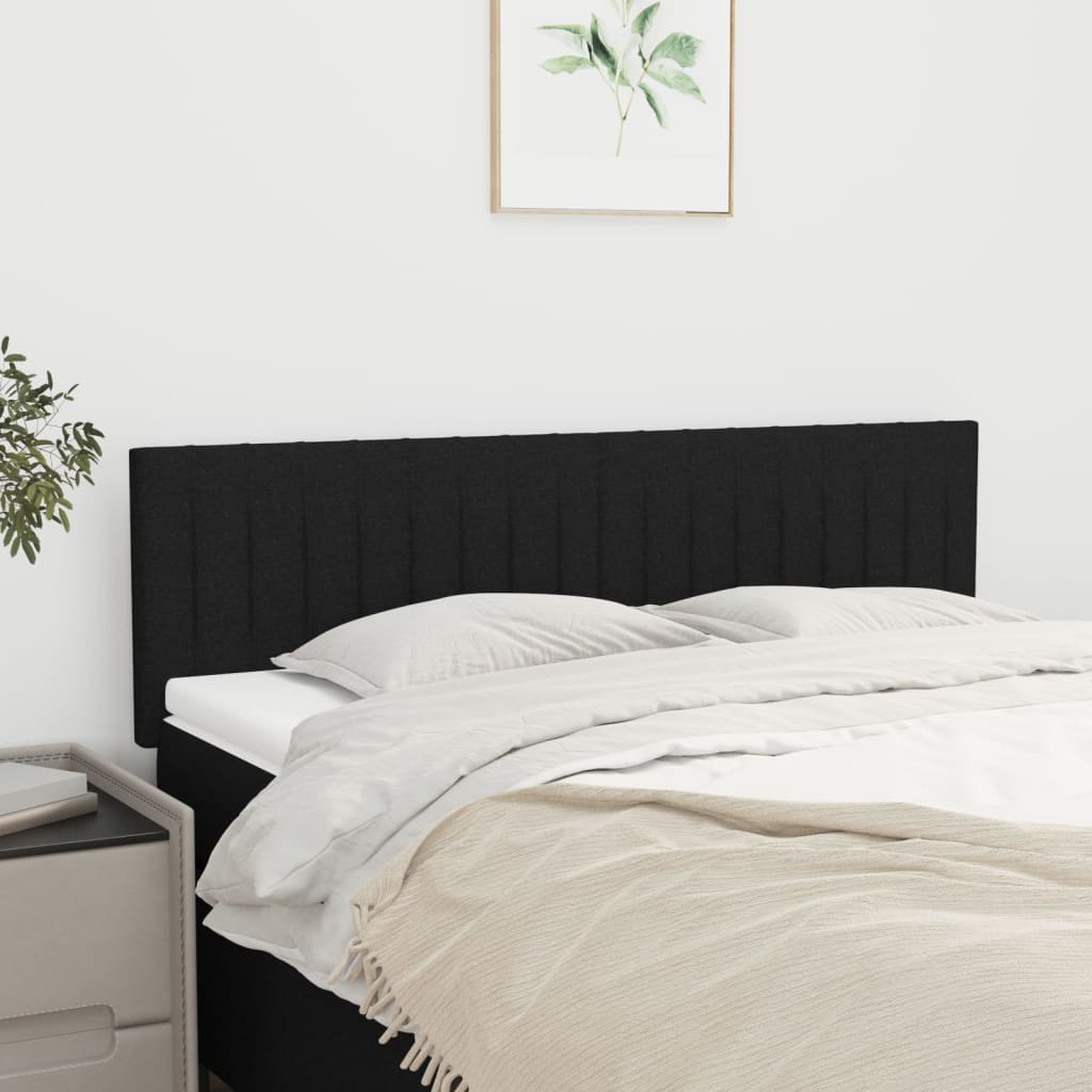 Testiera Nera 144x5x78/88 cm in Tessuto | homemem39