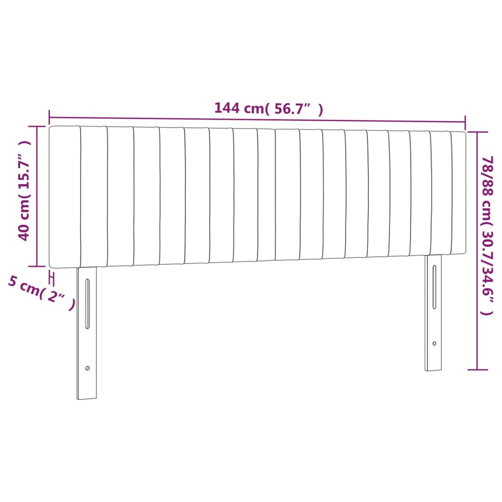 Testiera Tortora 144x5x78/88 cm in Tessuto | homemem39