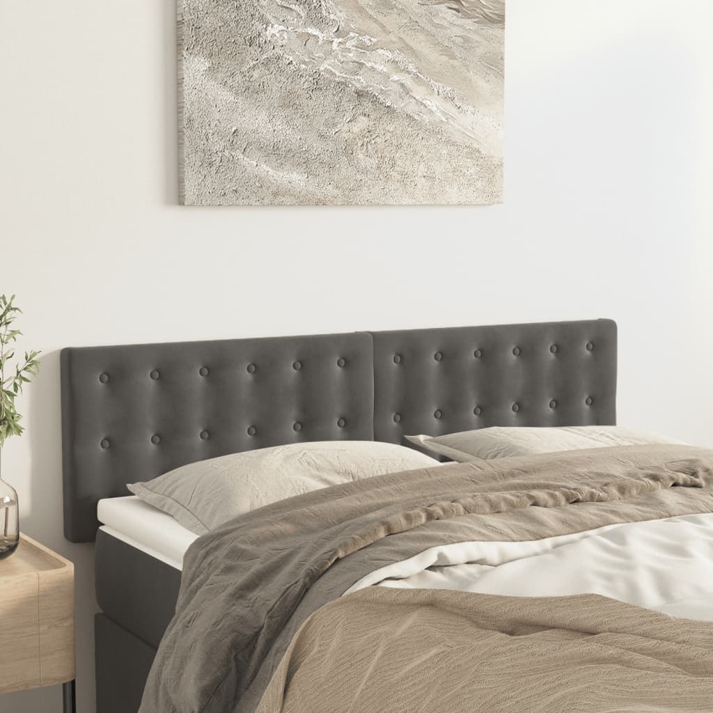 Testiera Grigio Scuro 144x5x78/88 cm in Velluto | homemem39