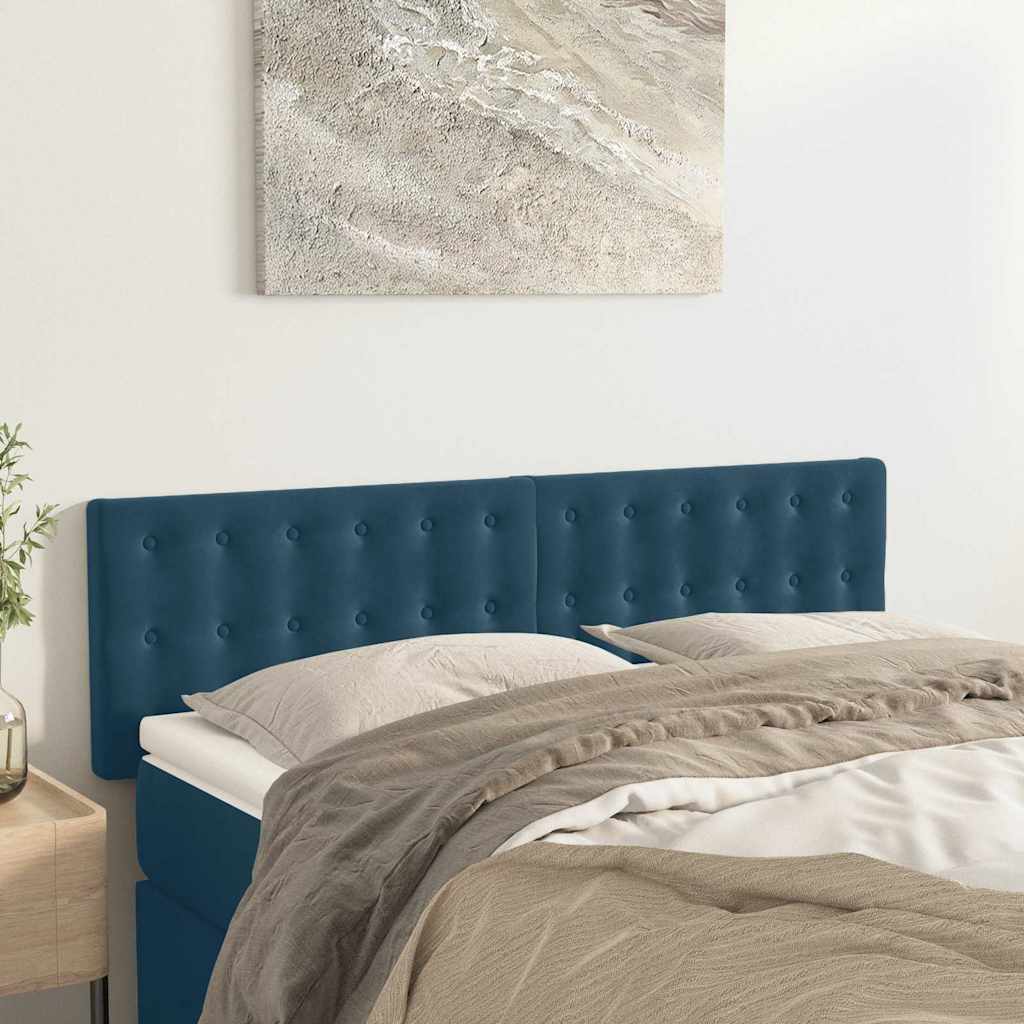Testiera Blu Scuro 144x5x78/88 cm in Velluto | homemem39
