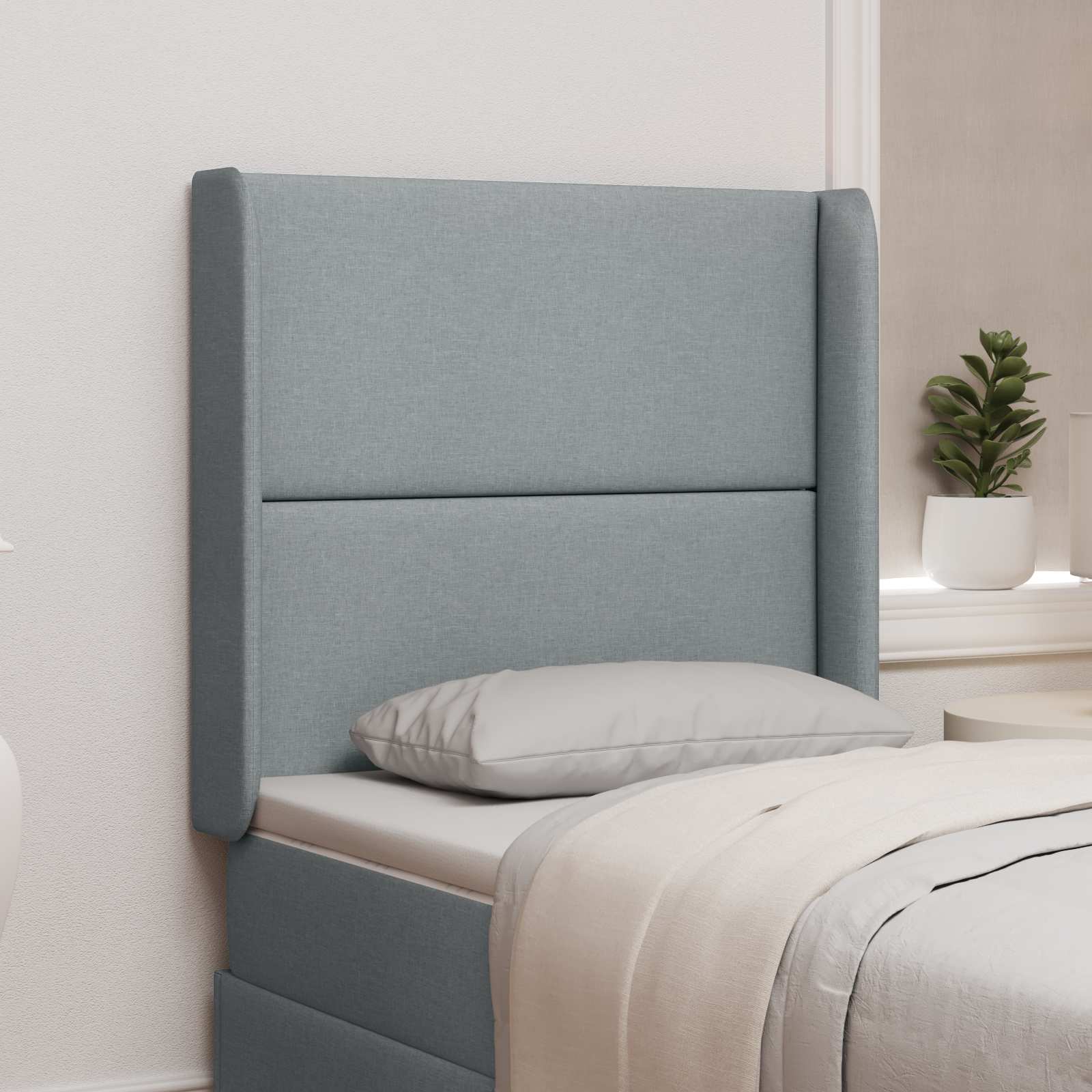 Orecchia della Testata Grigio chiaro 80 x 16 x 4 cm Tessuto | homemem39