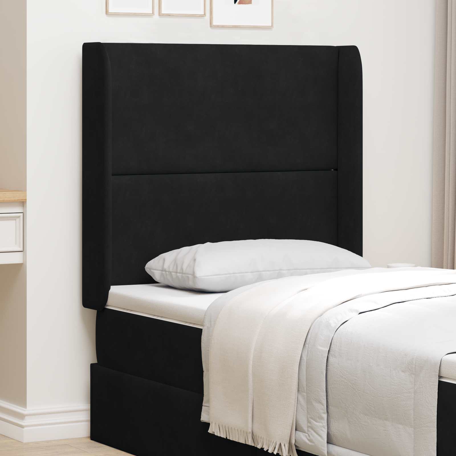 Orecchia della Testata Nero 80 x 16 x 4 cm Velluto | homemem39