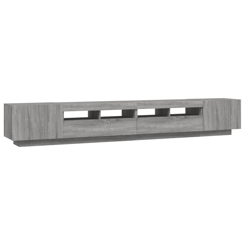 Set Mobili TV 3 pz con Luci LED Grigio Sonoma Legno Multistrato